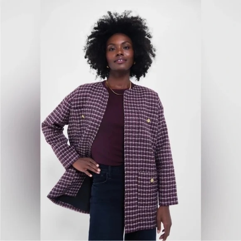 POMANDER Women's Plaid Jacket - Purple